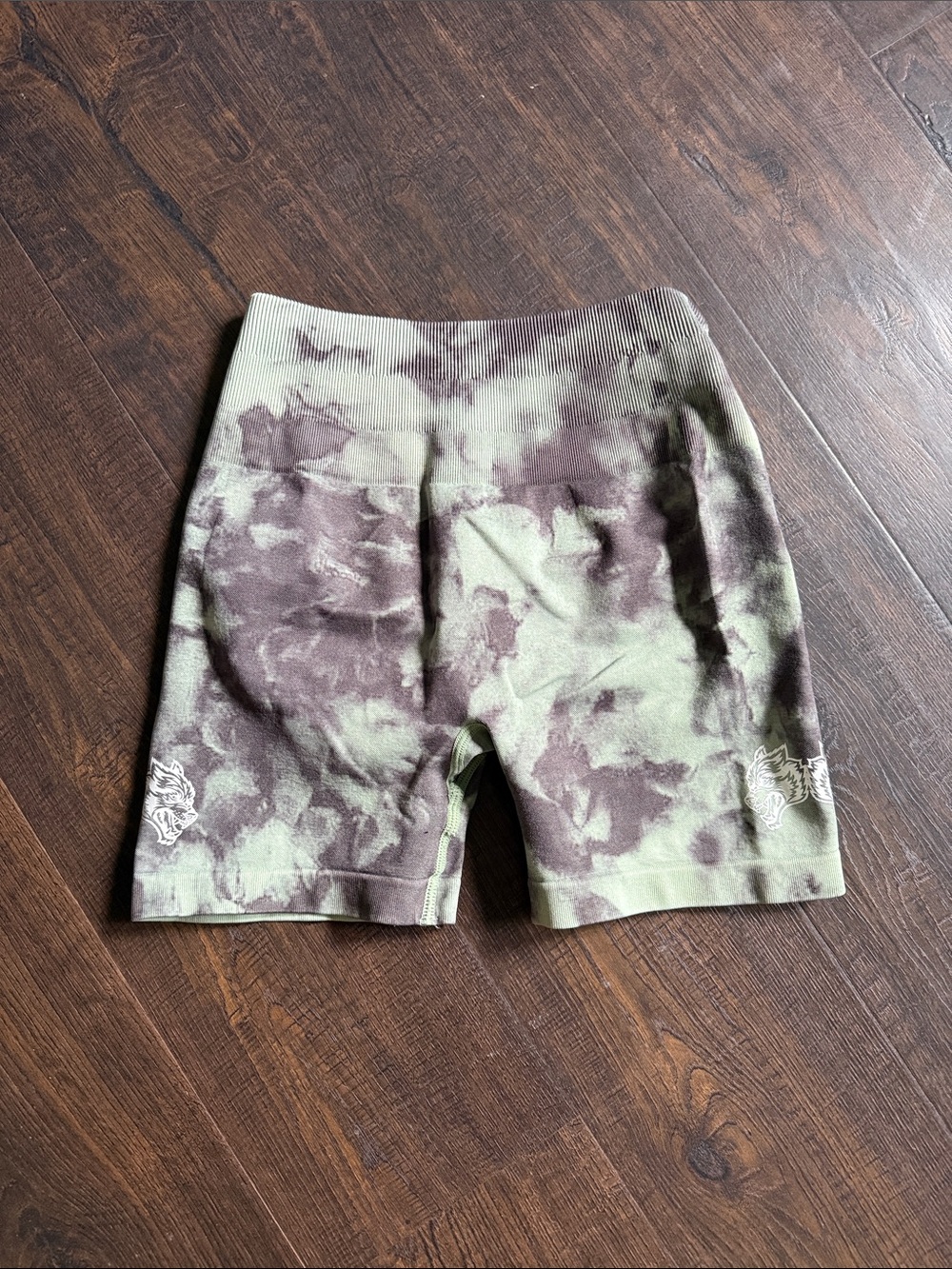 Darc Sport Green and Brown Tie-Dye Athletic Bike Shorts